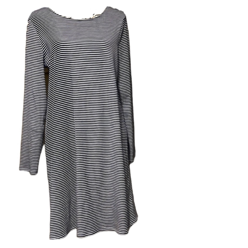 Navy and white striped dress